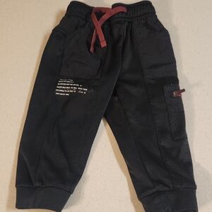 Athletic Works Kids Black Joggers with Red Accents Size 2T Boys